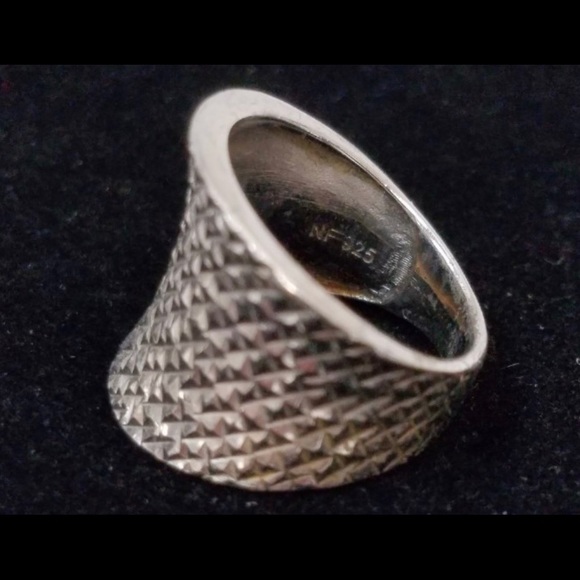925 sterling silver hammered ring - Picture 2 of 4